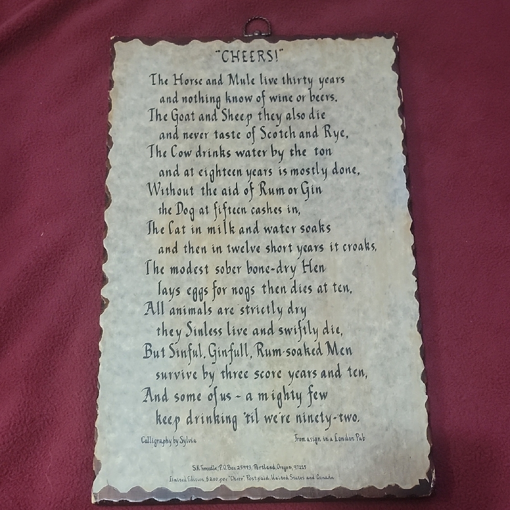 Vintage Rustic Style Wooden Frame Sign with Poem